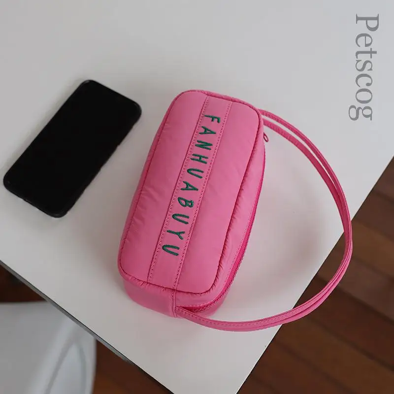 

Designer Fashion Handbags Letter Embroidered Square Storage Bag Korean Style Casual Lady Small Tote Bags Phone Pack Cosmetic Bag