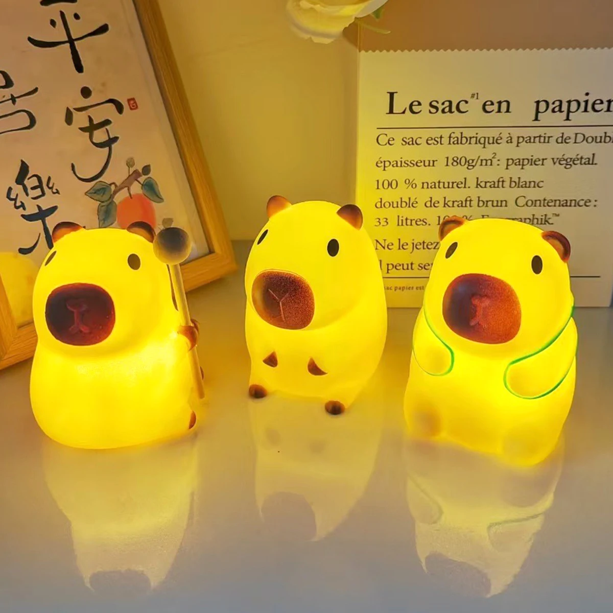 Cute Pet Capybara Night Light Cute Cartoon Creative Bedside Small Light Dimming Pat Dimming Sleep Lamp Cute Desk Cute Pat Light