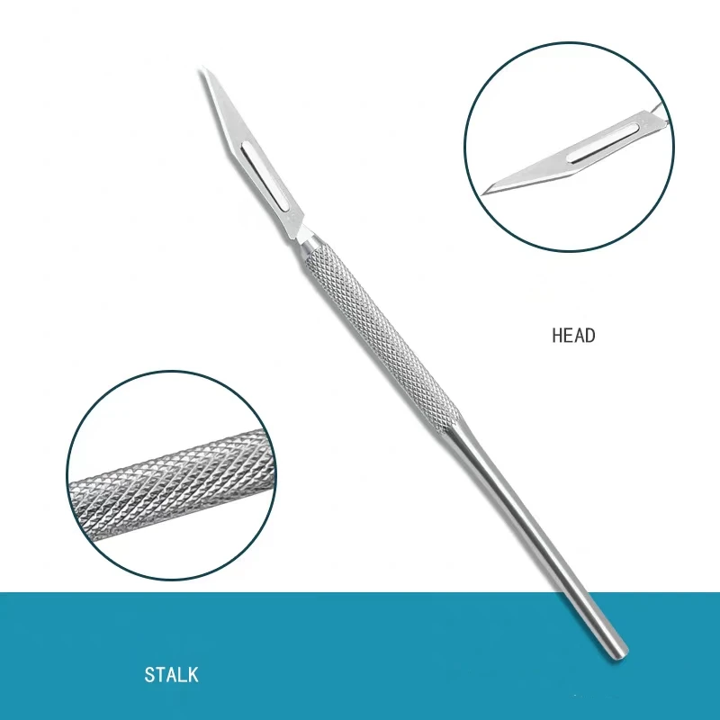 Stainless Steel Dental Scalpel Handle Blade Handle Curved/Straight for 3# 4# Blade Oral Surgical Tool