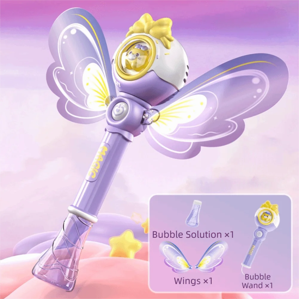 

LED Lights Bubble Blower Automatic Operation Hand-Held Design Automatic Bubble Machine Windmill Bubble Stick Pony Bubble Blower