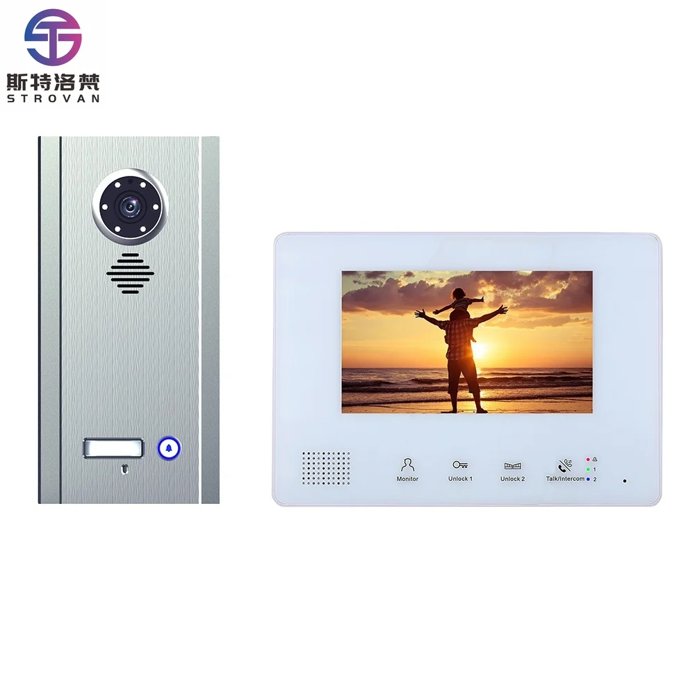Night Vision 7 Inch Screen BUS 2 Wire Video Door Phone Doorbell Intercom Systems Kit with 1 Unit for Home Apartment