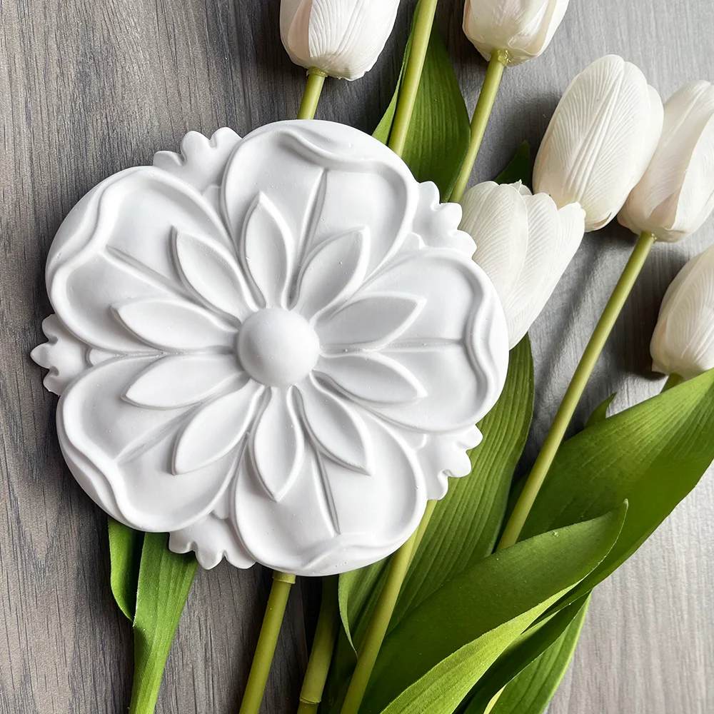Imitation Plaster Decorative Flowers, Artificial Flowers, Round Flowers, PU Polyurethane, Home Decoration, Art Crafts Materials