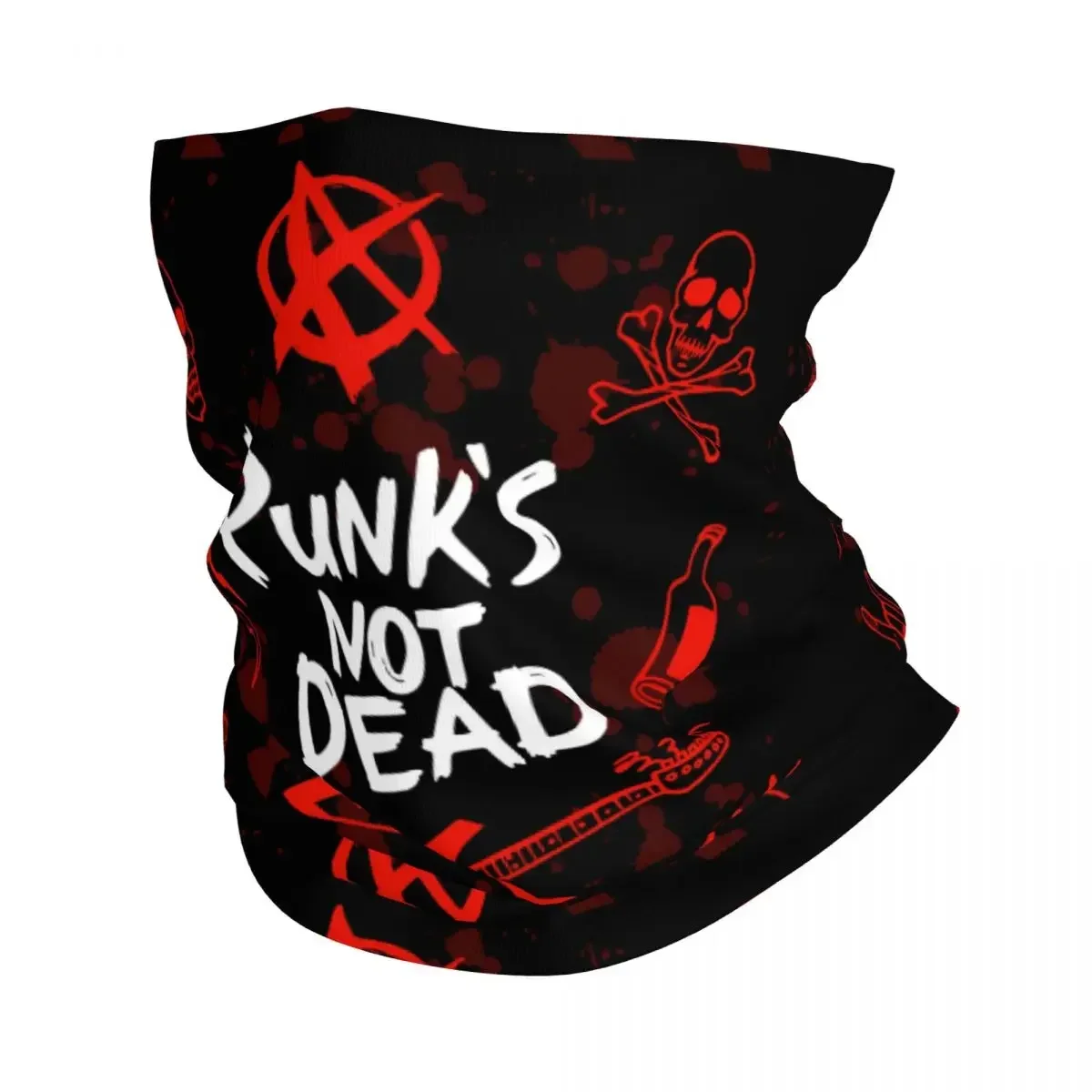 Heavy Punk Rock Music Bandana Neck Gaiter for Hiking Cycling Women Men Wrap Scarf Punks Not Dead Headband Warmer