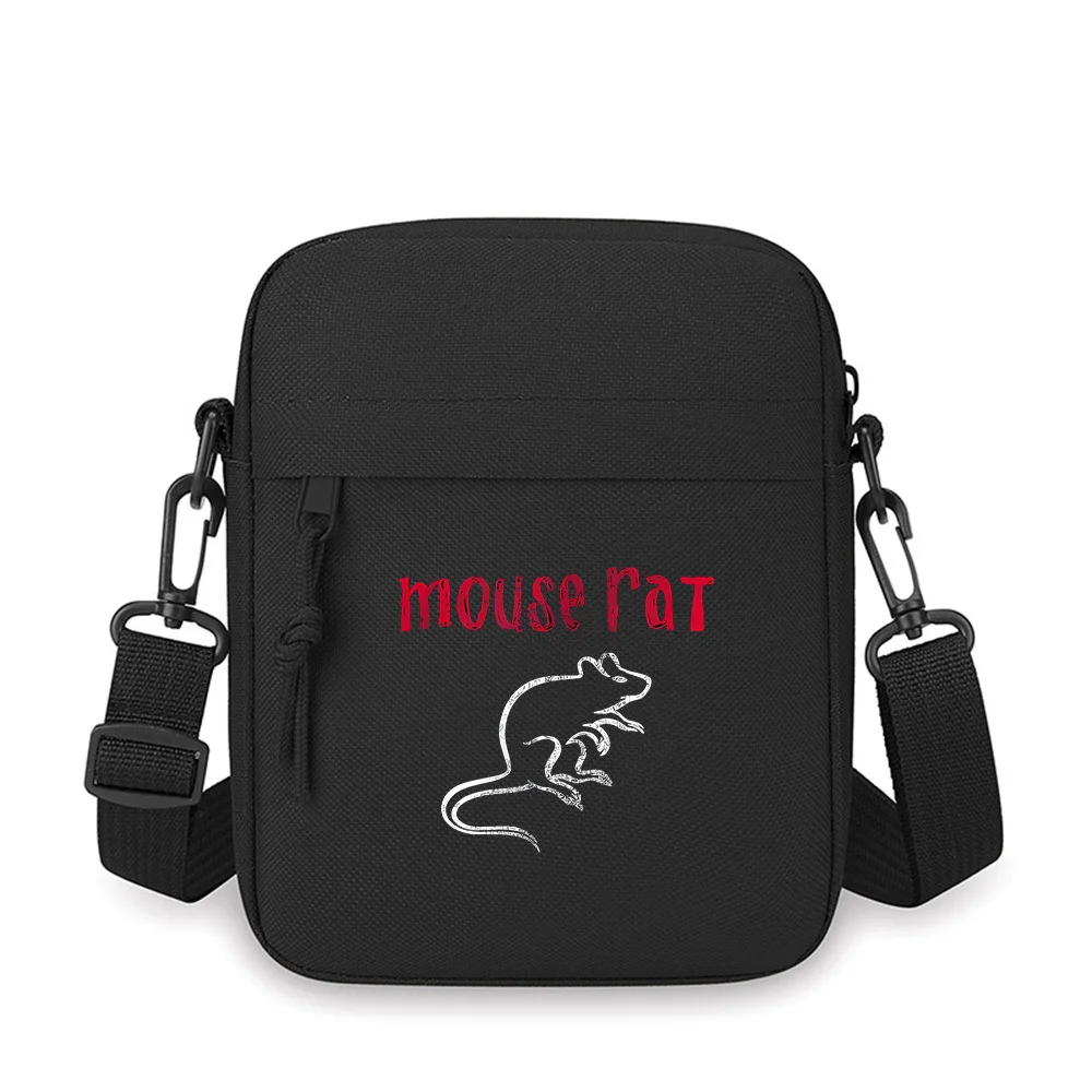 

Mouse rat art animal black background Men Crossbody Bag Single Shoulder Women Cartoon Anime Film Printing Design Unisex
