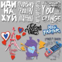 Personalized Text Stickers Character Patch for Clothing Heat Transfer printing Garment Accessories DIY Appliques