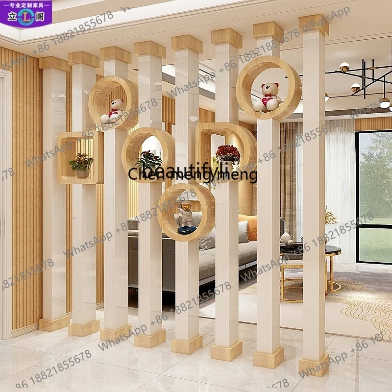 

Modern Simple Solid Wood Column Fence Double-Sided Lacquered Partition Living Room Entrance Decoration