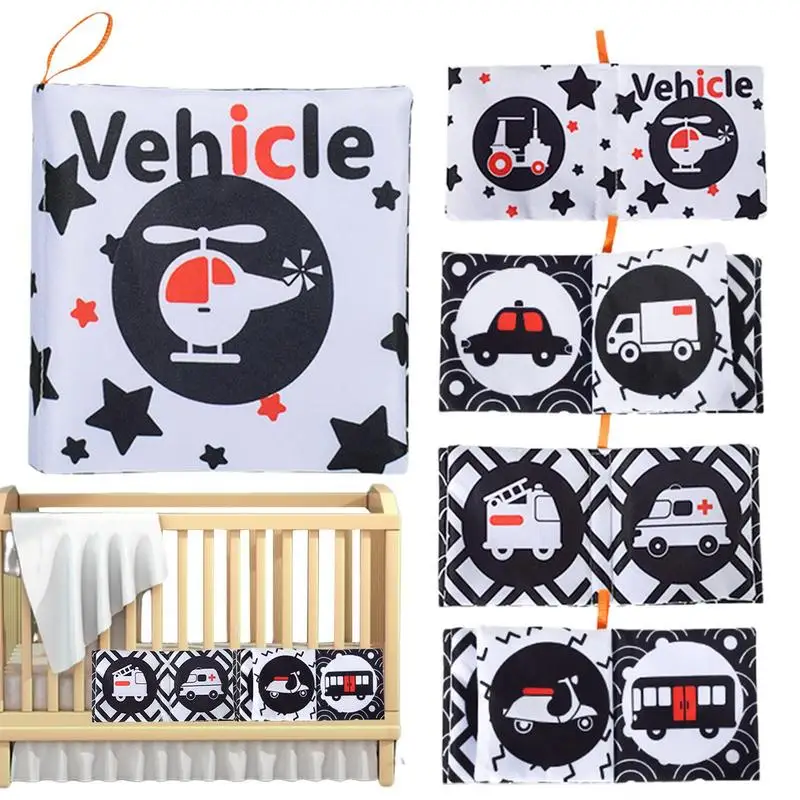 Toddler Books Black White Bath Cloth Books Portable Activity Quiet Cloth Books Developmental Toys For Boys Girls