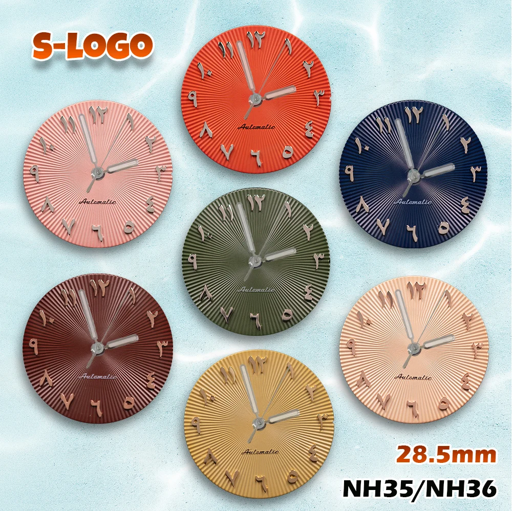 

S Logo 28.5mm Arabic Letter Numerals Dials Watches for men NH35/NH36/4R/7S Movements High Quality Watch Modification Accessorie