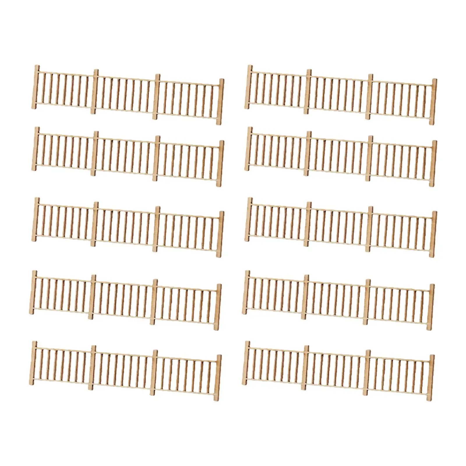 10x Mini Fences Model Crafts 1:50 Simulation Wooden Sand Table Decor Decoration