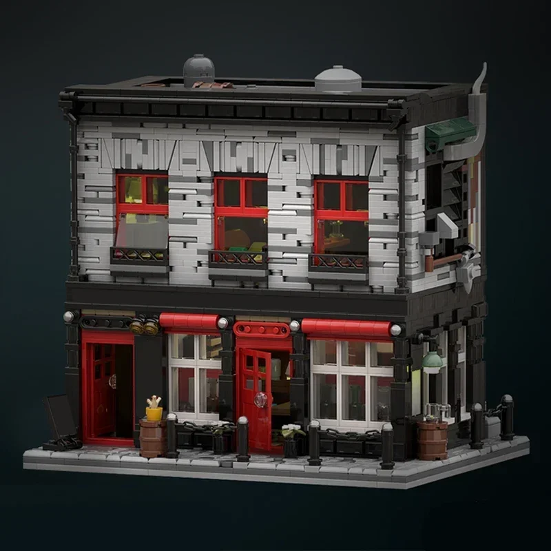 Street View Model MOC Building Bricks Tavern Leisure Facilities Modular Technology Gifts Holiday Assemble Children Toys Suit