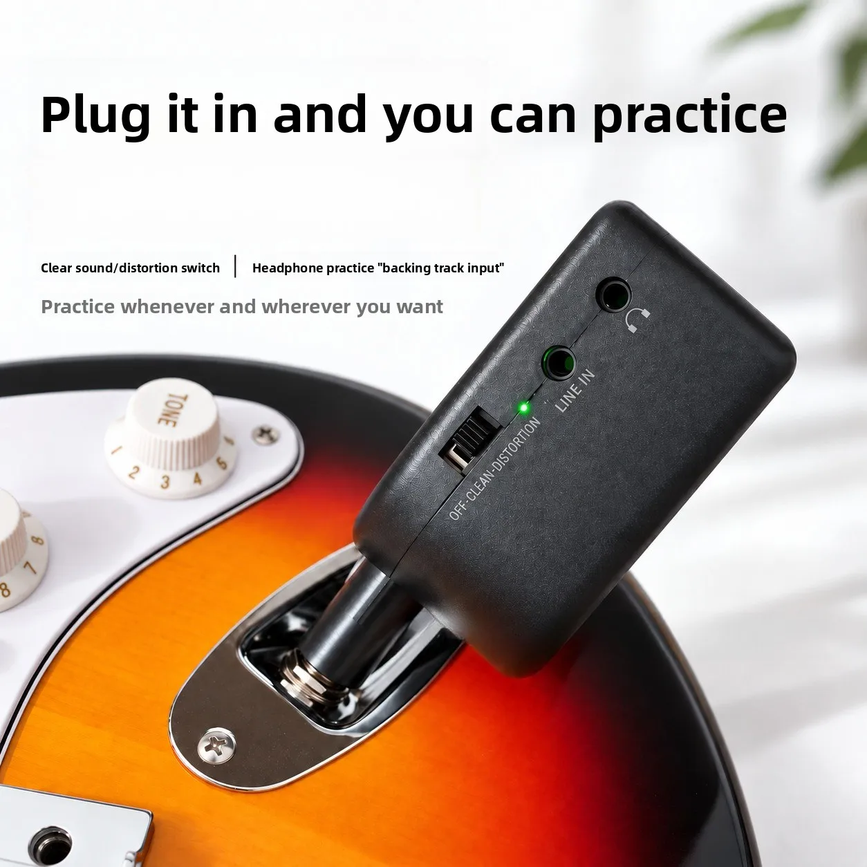 Portable Wireless Mini Guitar Amplifier In-Line Electric Guitar Speaker Pocket Amps Wireless Charging for Home Travel Practice