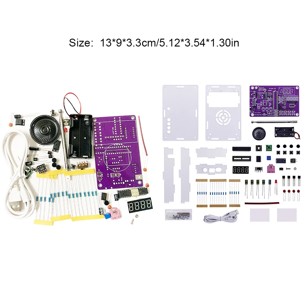 DIY FM Radio Electronic Kit Adjustable Frequency 87-108MHz Digital Display Soldering Project Practice Solder RDA5807S