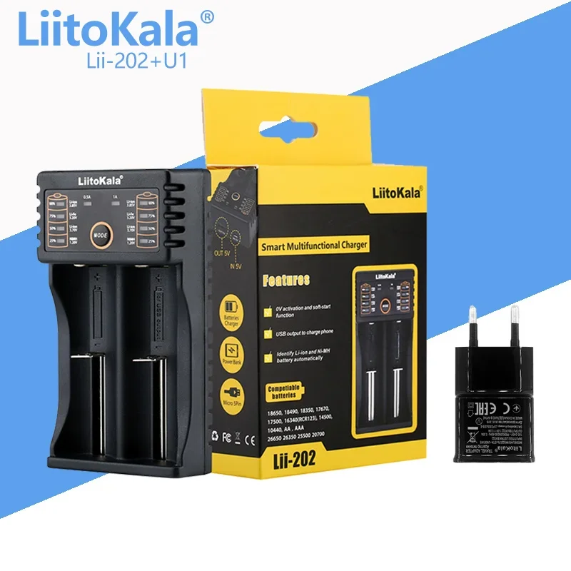 LiitoKala Lii-202 Lii-402 Lii-M4 Lii-M4S Lii-S2 Lii-S4+U1 3.7V 18650 18350 26650 14500 16340 NiMH Lithium Battery Smart Charger