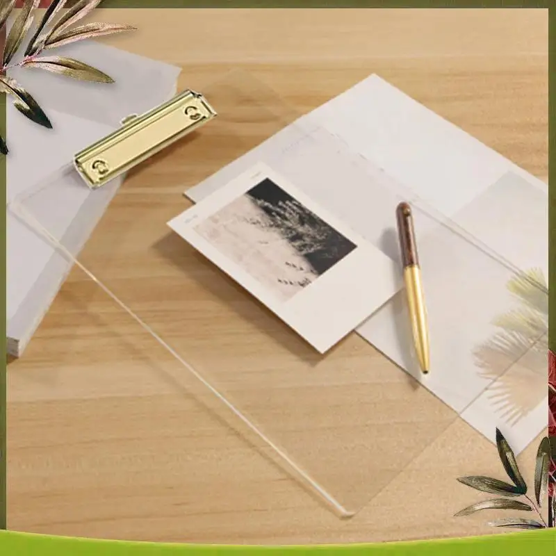 ABDW-6 Pack Clear Acrylic Clipboard With Gold Clip, 8.8X12.2 A4 Letter Size, School And Home Supplies,Office Supplies
