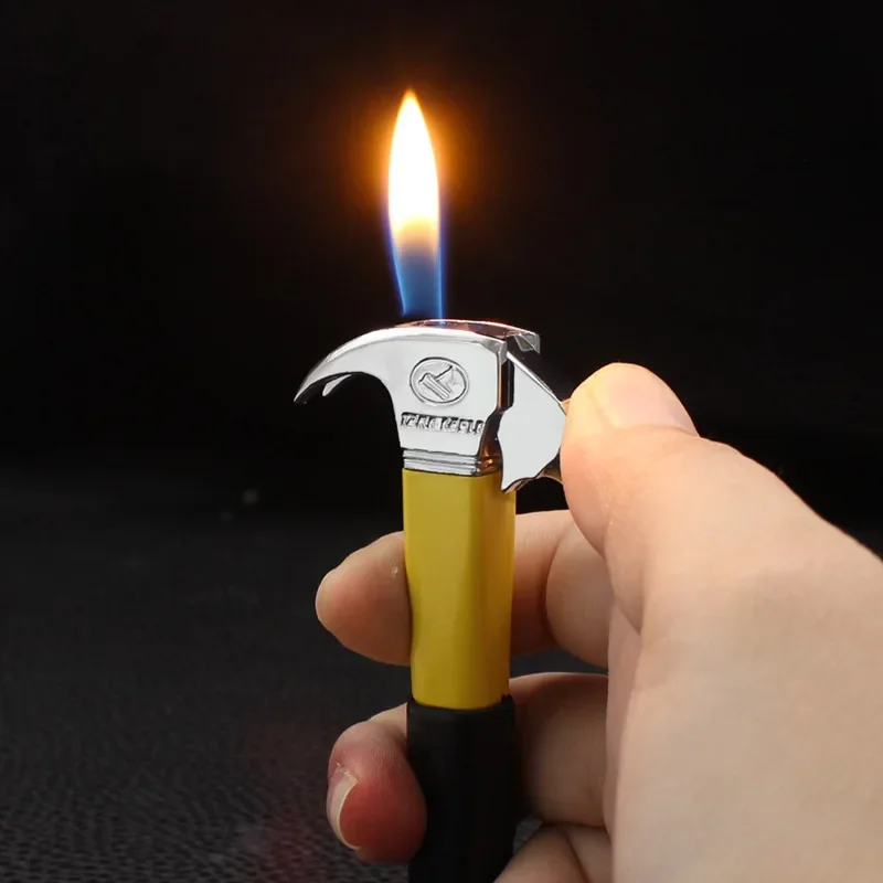 New Creative Mini Hammer Tools Fire Refillable Cigarette Lighter Butane Gas Ornaments Lighter Home Decoration Good For Gift