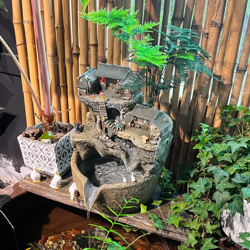 Micro landscape flowing water ancient method fish tank water circulation landscaping filter fish farming ecological tank