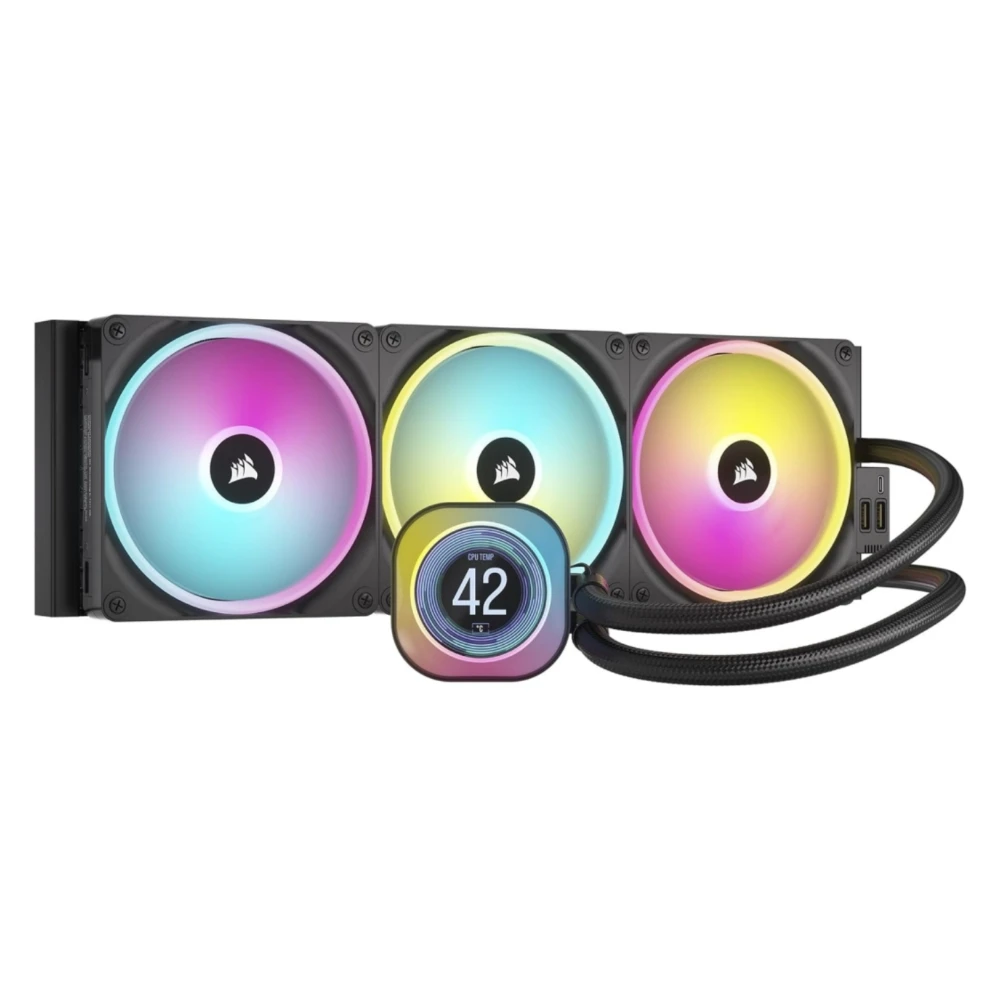 CORSAIR iCUE Link H170i LCD Liquid CPU Cooler - 420mm AIO - QX140 RGB Fans - 2.1” IPS LCD Screen - iCUE Link System Hub Included