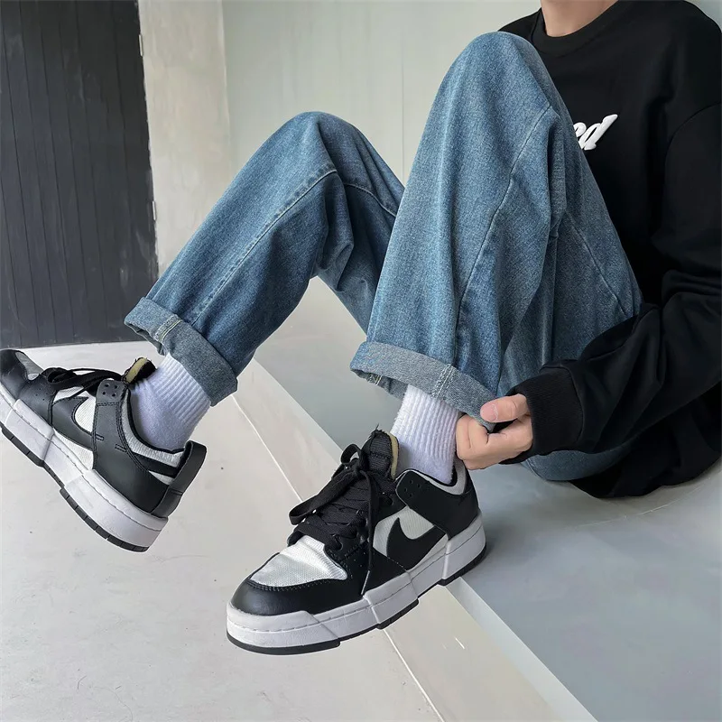 

2023 Spring New Luxury Fashion Loose Straight Jeans Men Retro Fashion High Street Pants Boutique Clothing Simple Style