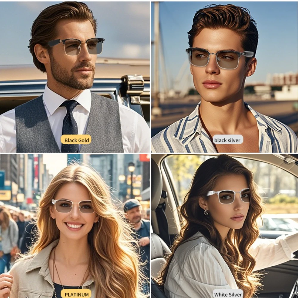 GS13 النظارات الذكية عدسات متغيرة الألوان الذكية بلوتوث دعوة الرياضة في الهواء الطلق صورة الموسيقى الضوء الأزرق النظارات الشمسية الذكية