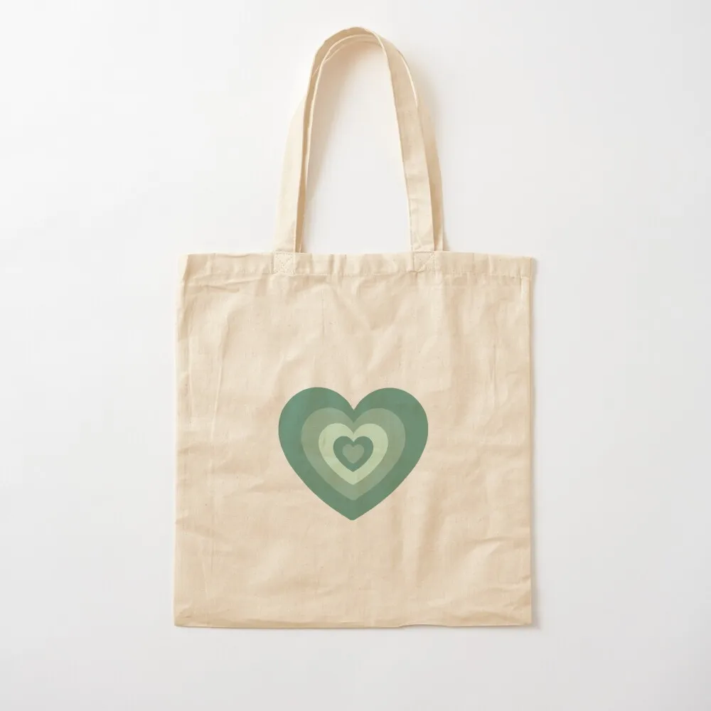 

Sage Green Heart Tote Bag Reusable bags shopping trolley bag Handbags women university shopper bag Canvas Tote