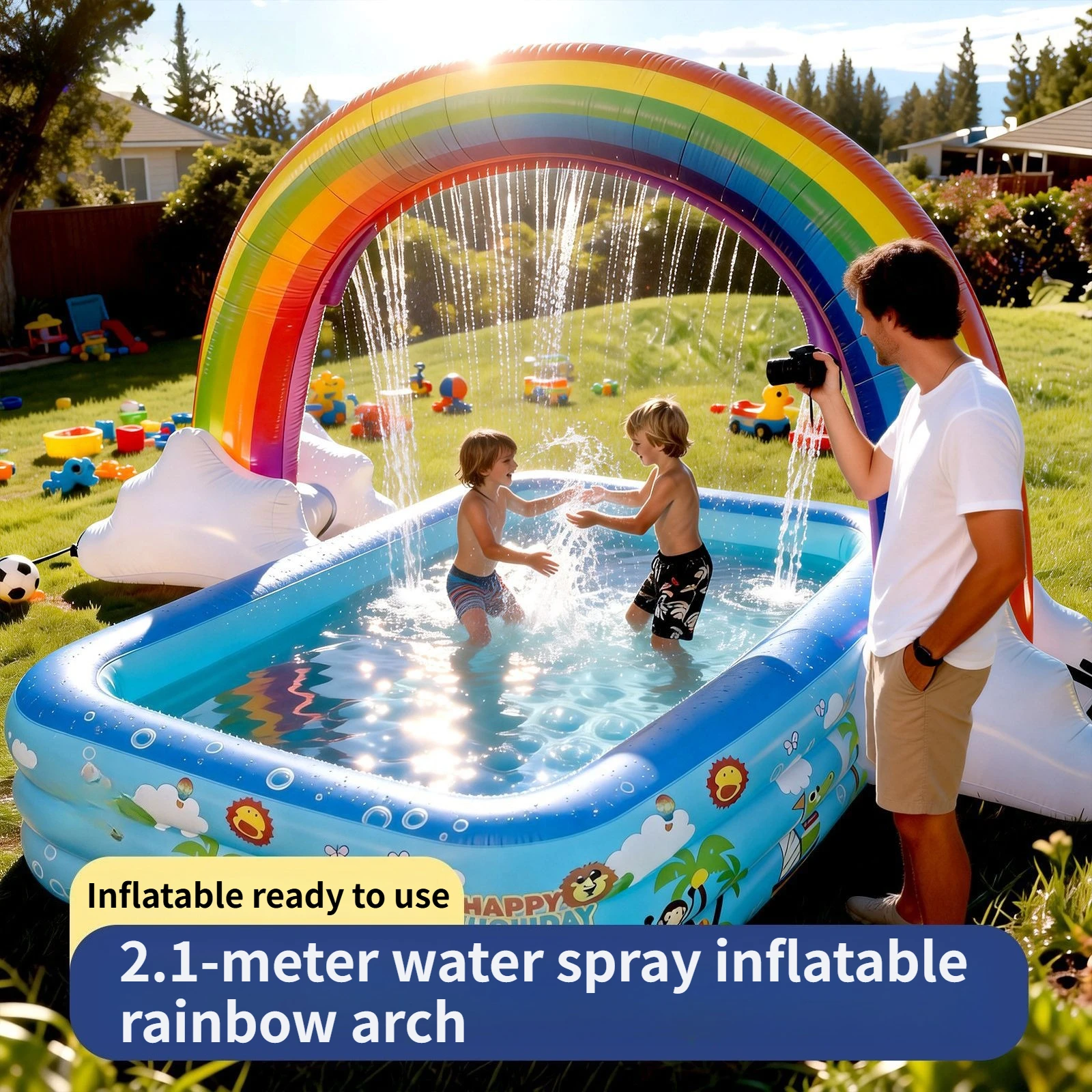

Inflatable Water Spray Rainbow Bridge in stock supply summer children's water play toys outdoor toys