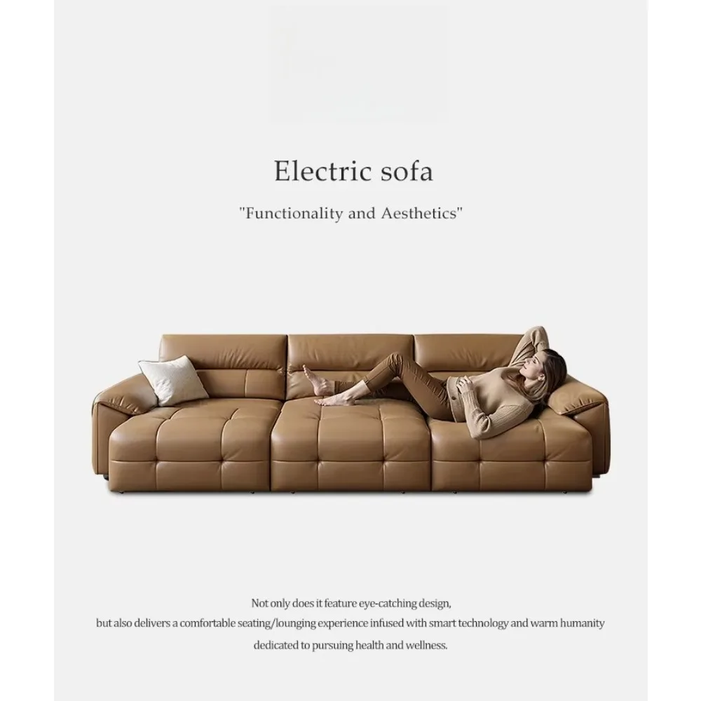 

Smart retractable villa sofa set gap leather electric combined electric function sofa bed