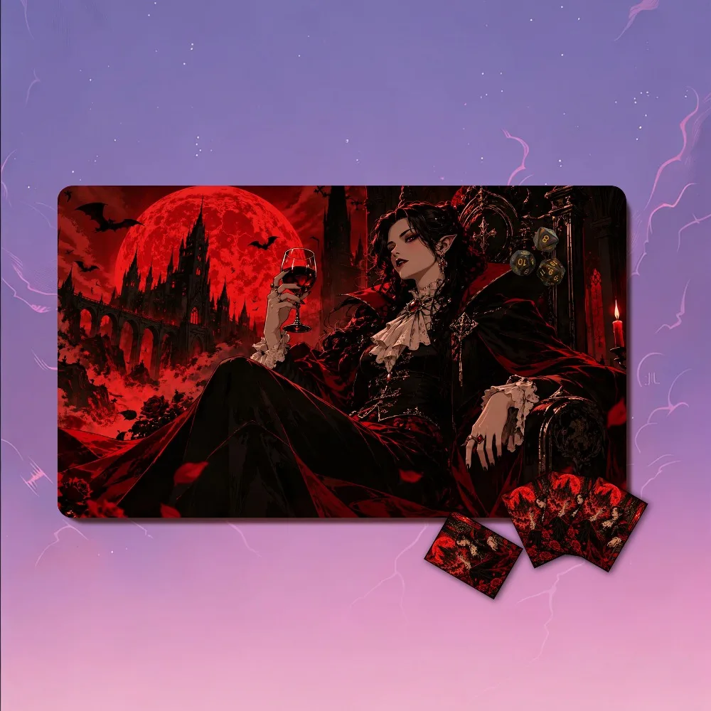 MTG Playmat - Gothic Vampire Queen Custom TCG Mat with Zones, desk accessories alfombrillas para escritorio tapis de souris