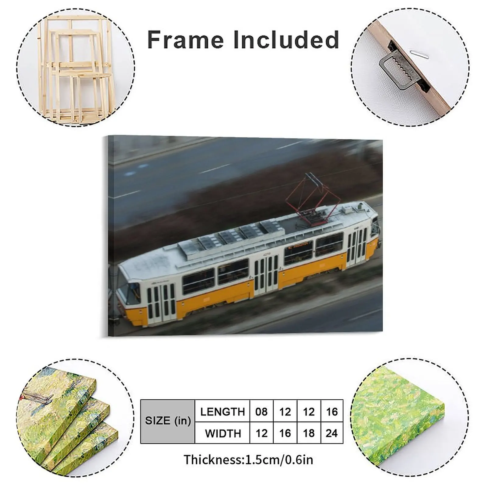 Budapest Tram Canvas Painting Garage Garage Wall Plaque Printed Garage Framed Wall Paintings