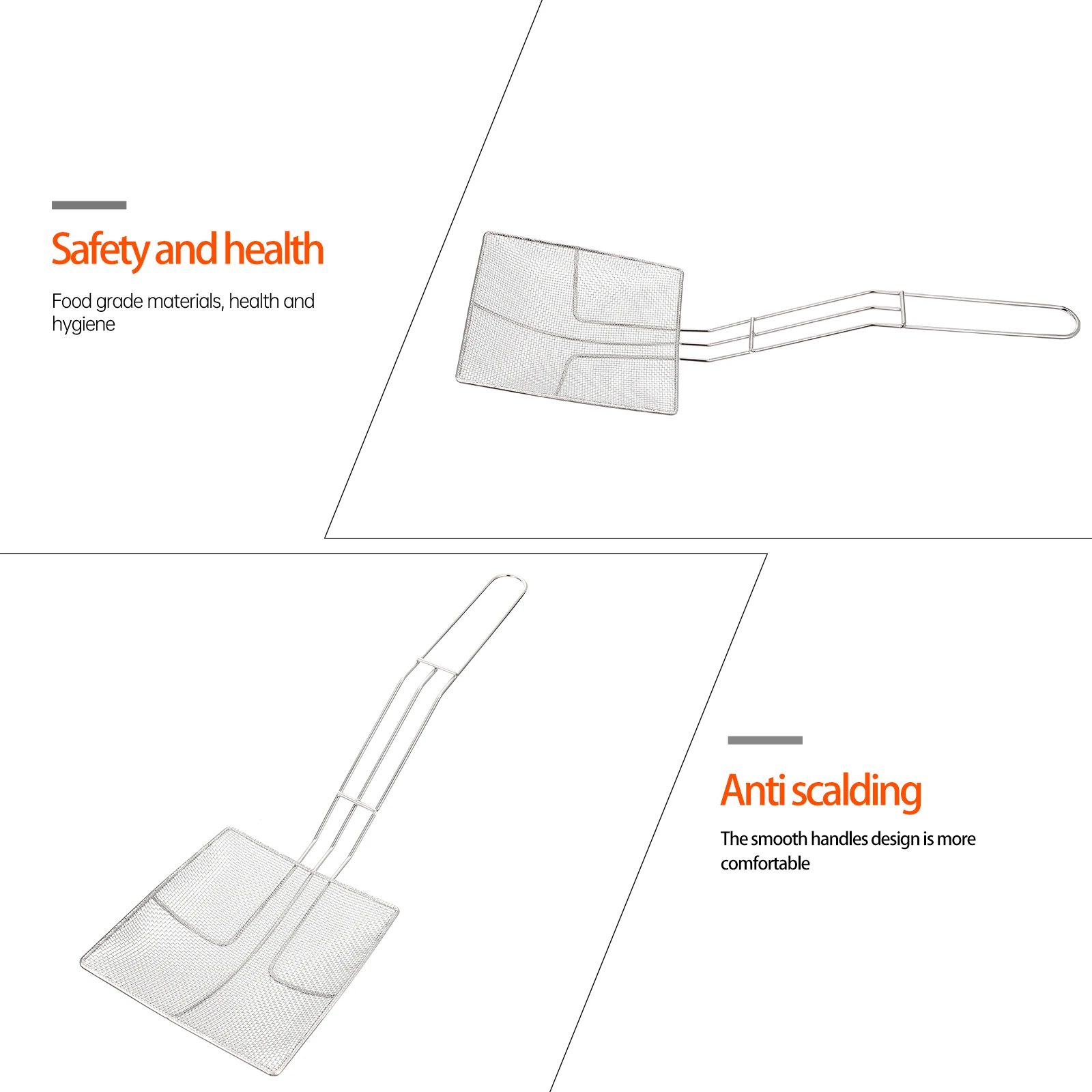 

1 pc Stainless Steel Square Slag Scoop Kitchen Filtering Tool Hanging Hole Dense Mesh Filter Spoon Household Colander