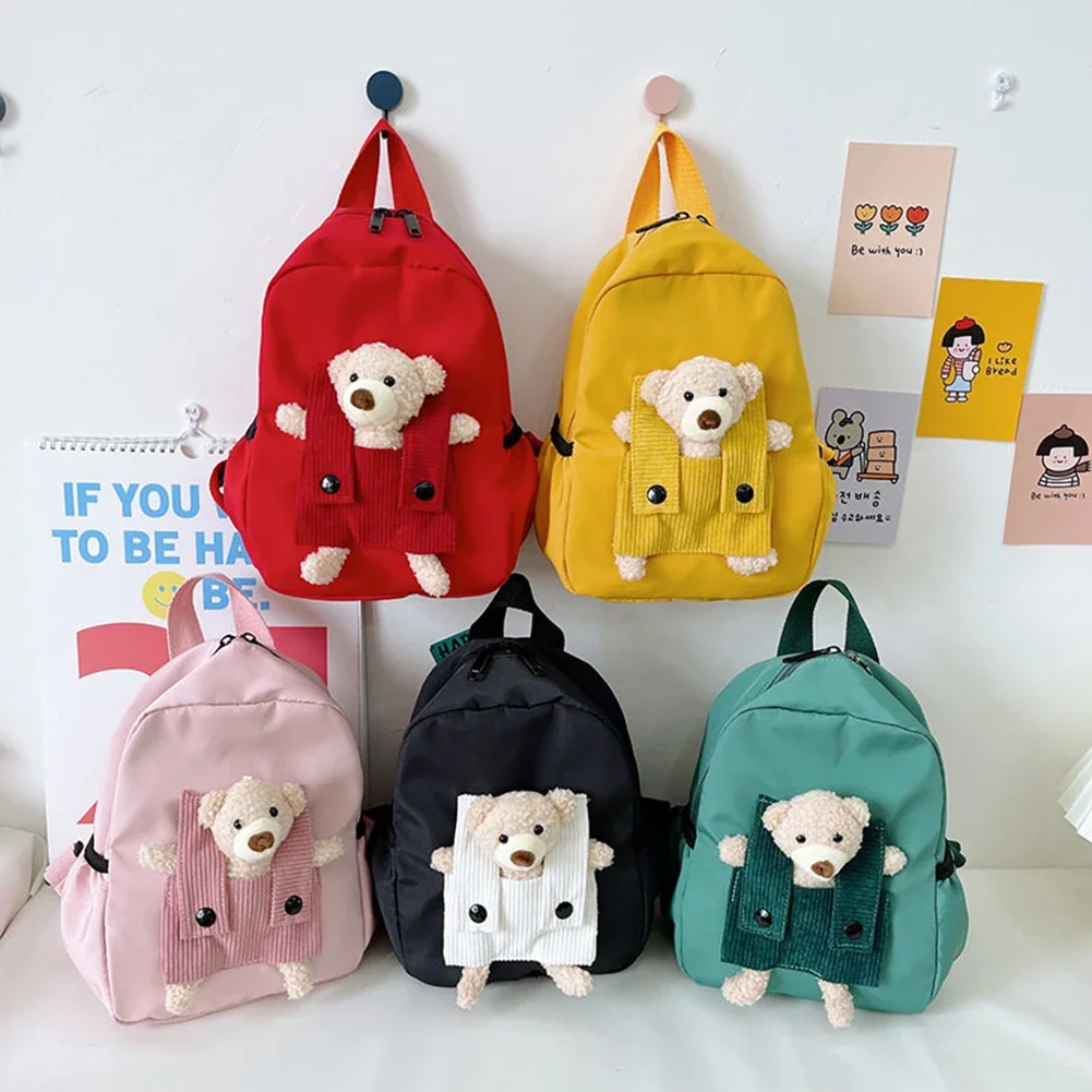 Children School Bags Cartoon Cute Bear Nylon Toddler Kids Backpack Kindergarten Boys Girls Mini Book Bag for 3-8 Years Old