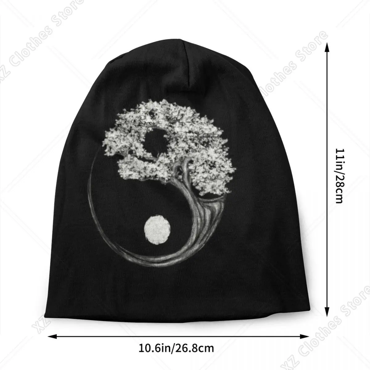 Custom Yin Yang Tree Skullies Beanies Caps Fashion Winter Warm Men Women Knitting Hats Adult Chinese Philosophy Bonnet Hats