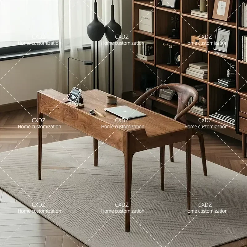 Solid Wood Desk Small Apartment Home Study Computer Table Bedroom Wall Mounted Office Workstation Compact Writing Desk