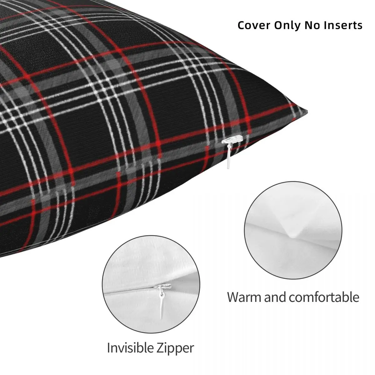 GTI Tartan Square Pillowcase Polyester Pillow Cover Velvet Cushion Decor Comfort Throw Pillow For Home Bedroom