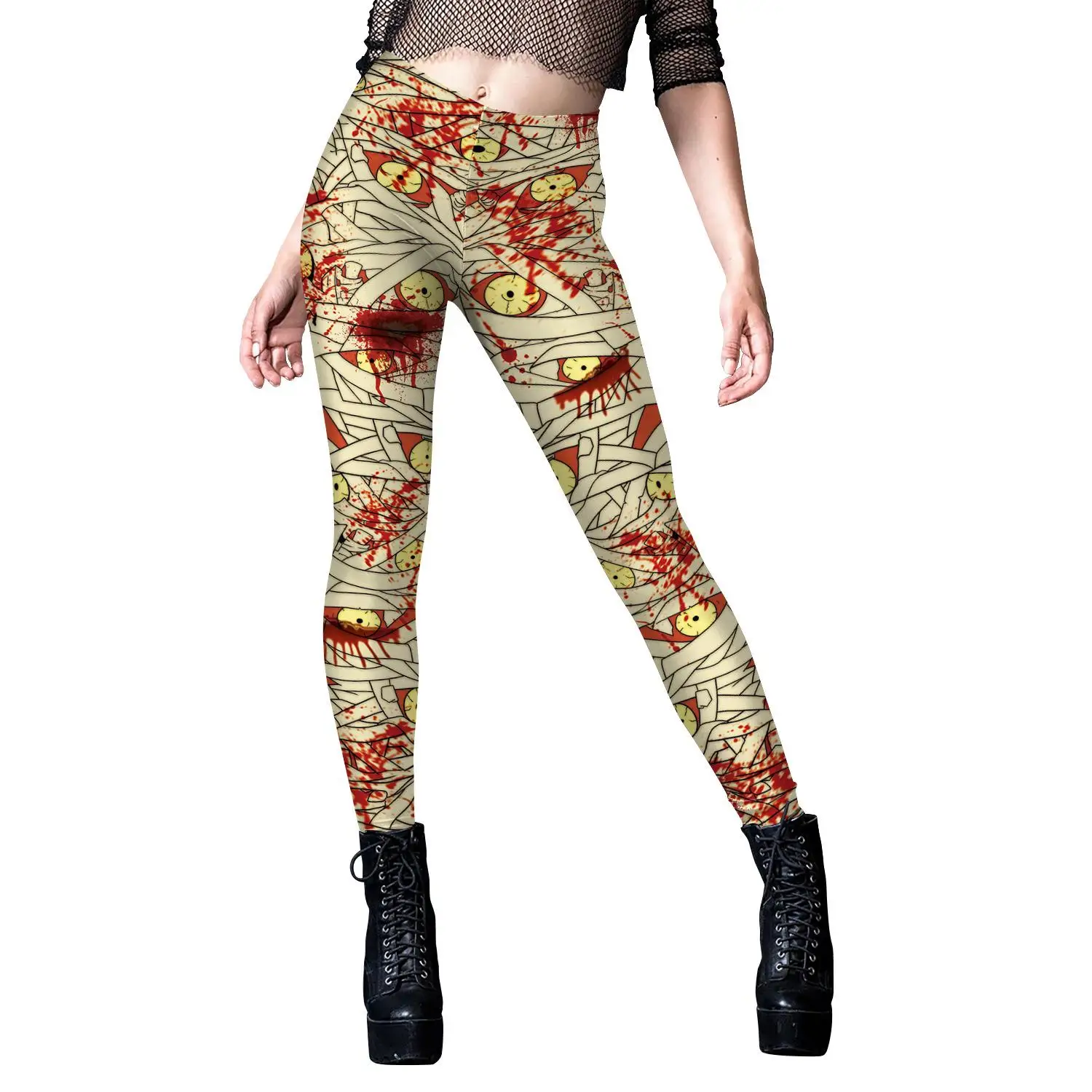 Pantaloni da yoga con stampa loween Leggings sportivi Pantaloni lunghi da donna in fibra di poliestere Stagione primaverile 2024