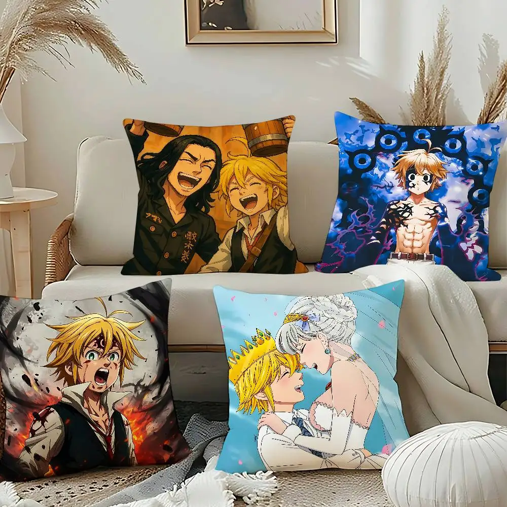الخطايا السبع المميتة أنيمي كيس وسادة رمي غطاء وسادة الشمال خمر نمط وسادة تغطي غرفة المعيشة المنزلي أريكة الأريكة مقعد