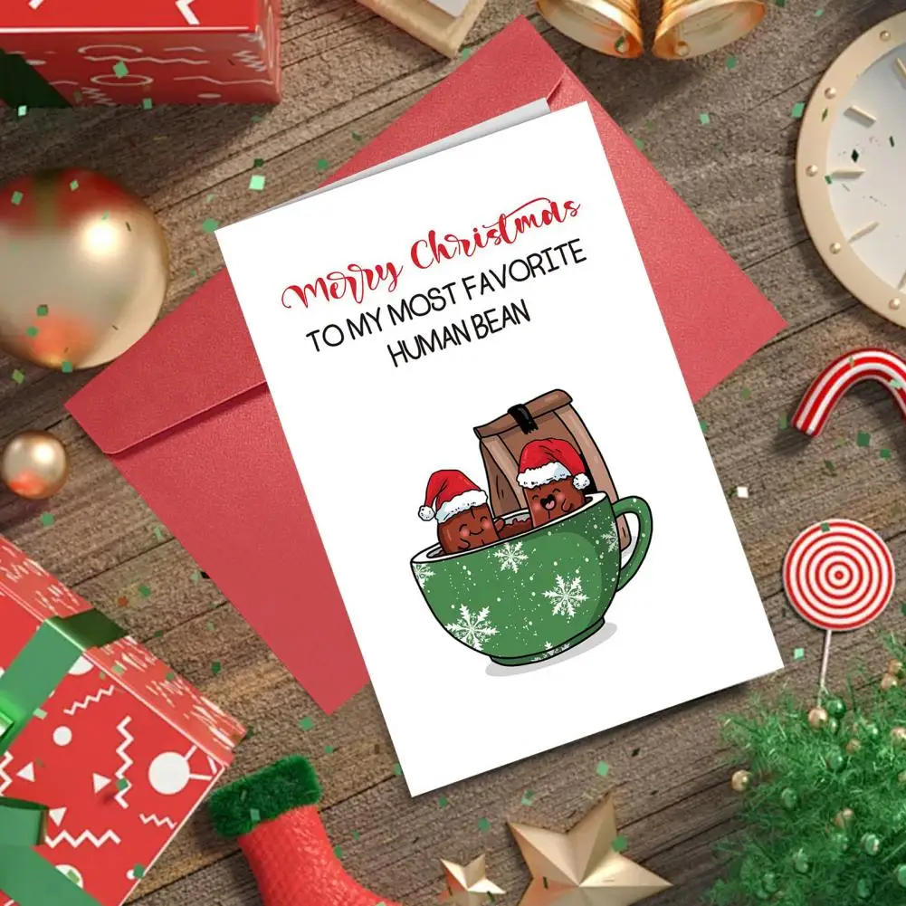 Festive Card Holiday Season Greeting Card Set for Relatives Friends Funny Cartoon Pattern Xmas Cards with for Loved for Women