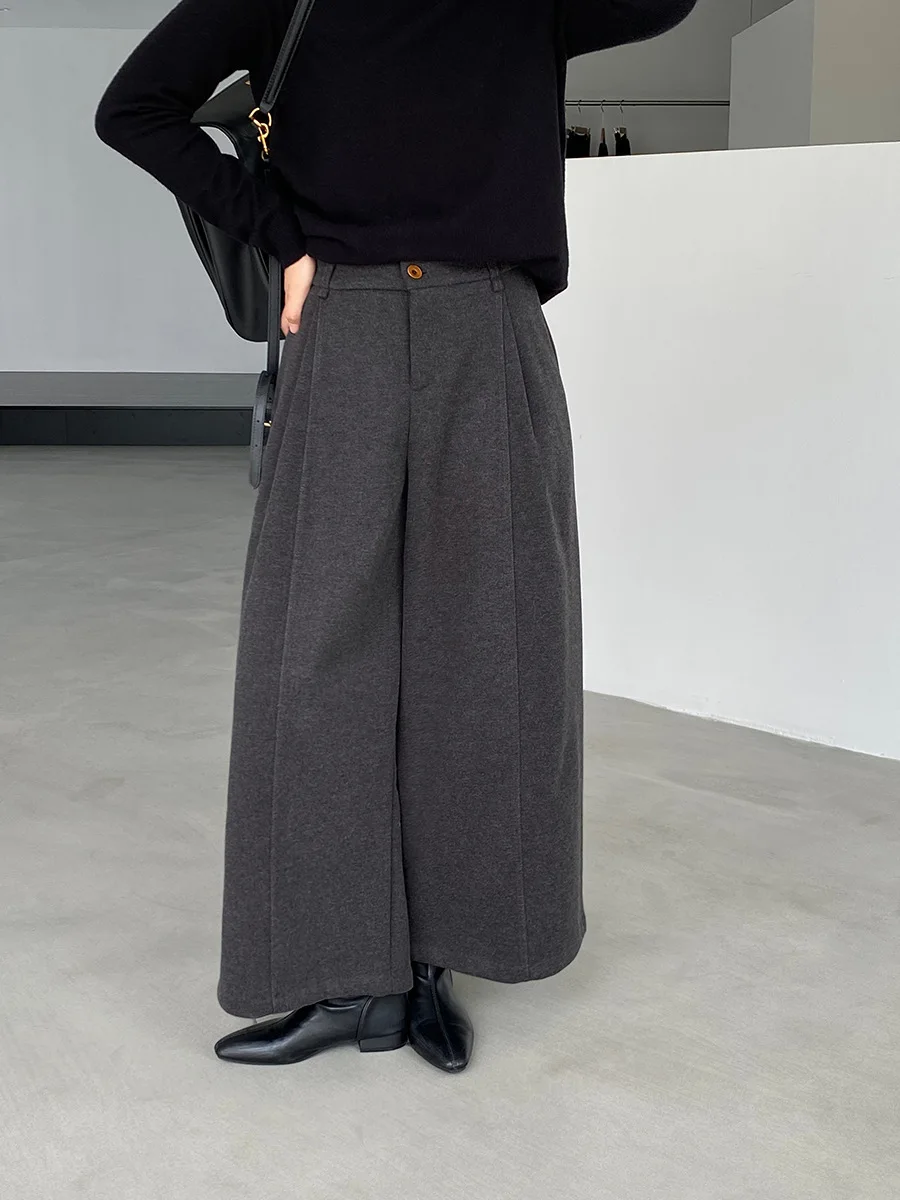 LIMO 2025 Pleated Wide Leg Pants for Women High Waisted Cotton Blend Trousers Casual Fall Winter Office Daily Wear Travel Pants