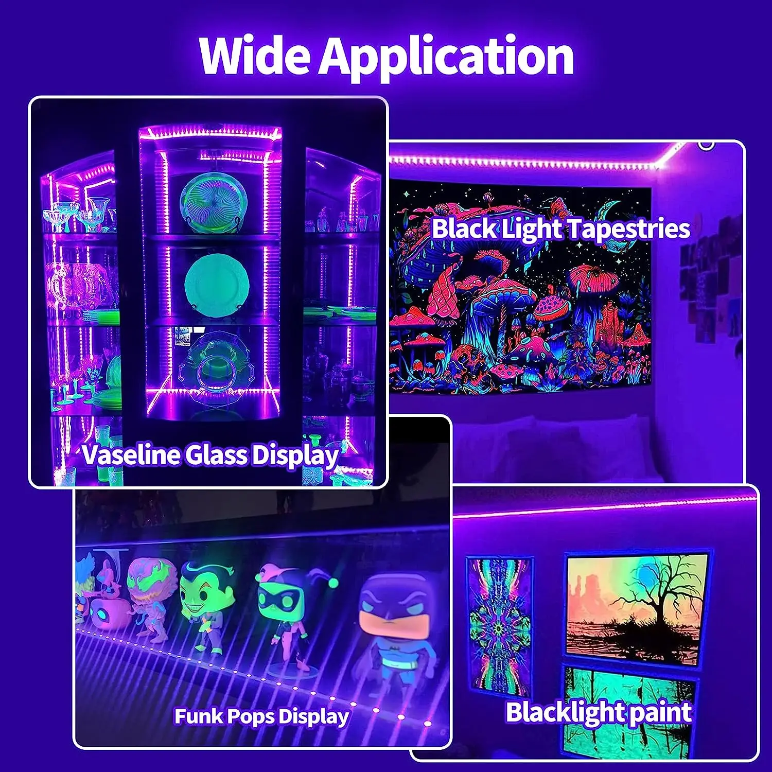 УФ-черная светодиодная лента 385-400 нм USB УФ-светодиодная лента Blacklight Lamp для спальни Гобелен Плакаты Флуоресцентная вечеринка Декор