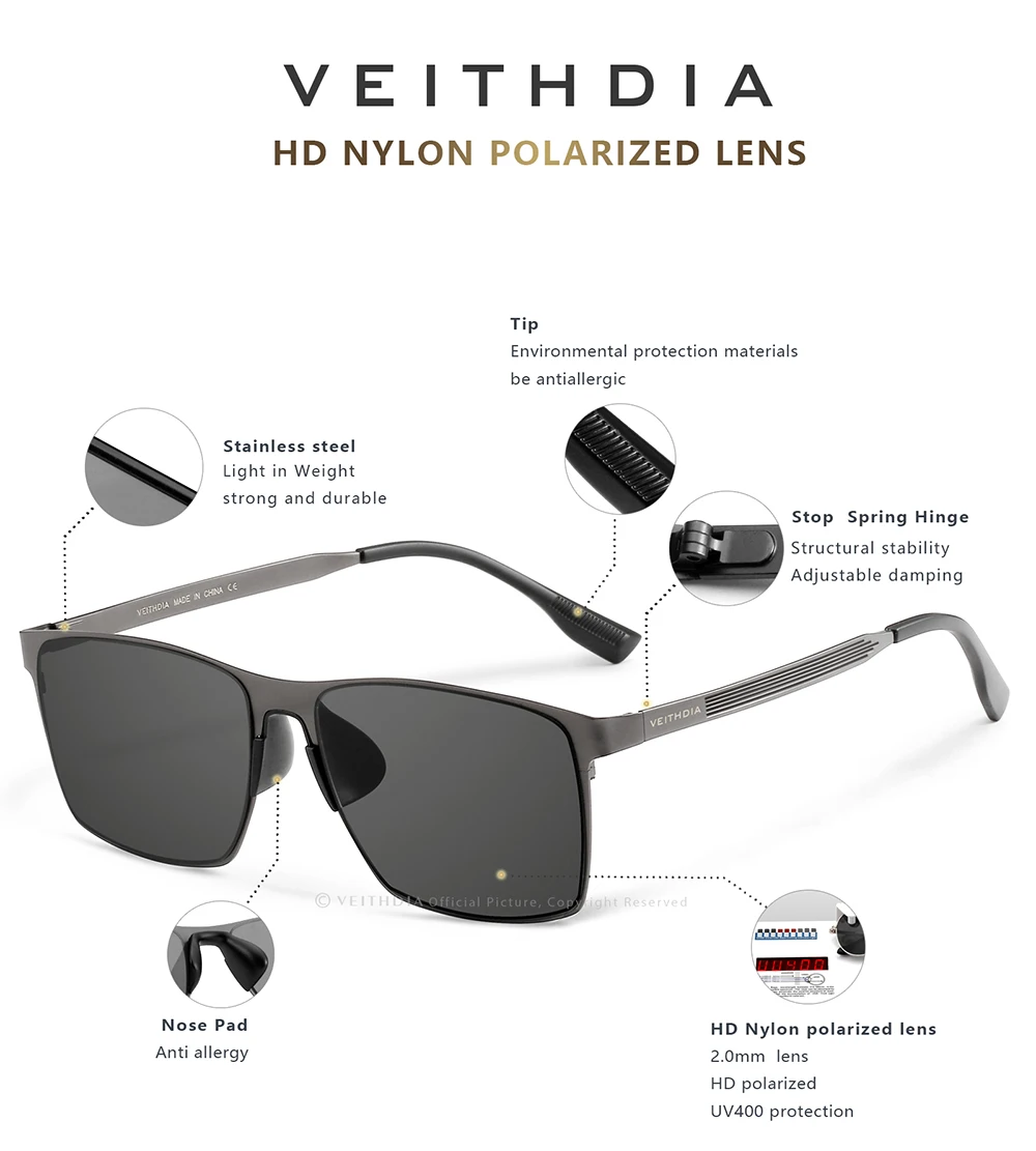 VEITHDIA männer Sonnenbrille Angeln Polarisierte UV400 Nylon Objektiv Im Freien Fahren Brillen Edelstahl Sonnenbrille Für Männliche V8226 – Detail 6