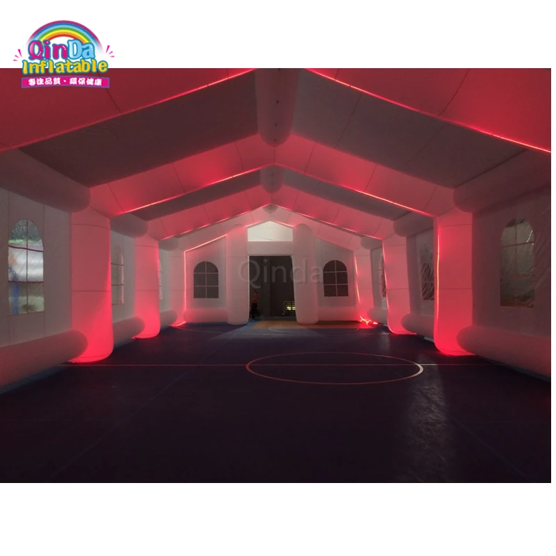 Grande tendone gonfiabile all'aperto dal design moderno, tenda gonfiabile per matrimoni per feste con luci a LED