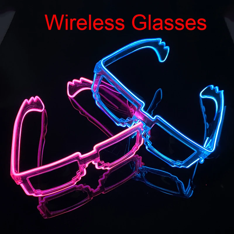 New Wireless Mosaic LED Glasses Luminous Glow Flashing Mosaic Eyewear Sunglasses Neon Glasses Birthday Christmas Supplies