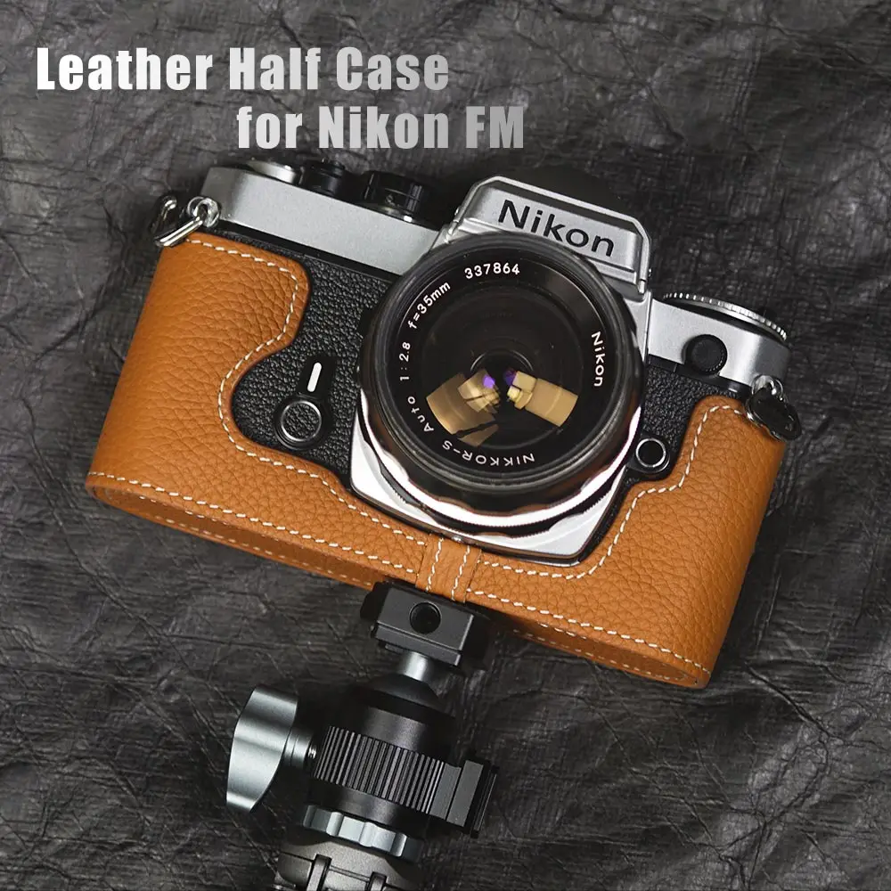 

For Nikon FM Case Leash Camera Strap Leather Camera Half Case FM Case Camera Handmade Genuine Leather Case Cover Bag