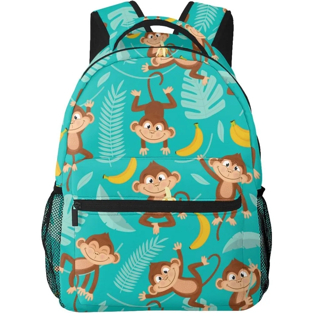 

Monkey Leaves Banana Backpack For School Laptop Bags Bookbag Big Casual Daypack For Student Girls Boys Kids Teens Travel Sports
