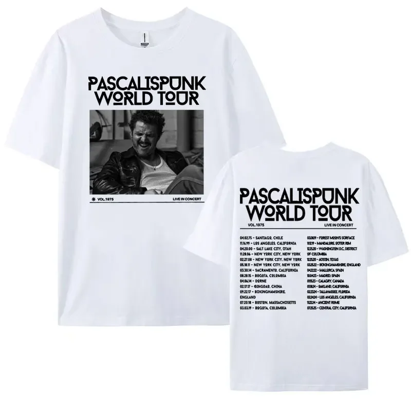 Pedro Pascal World Tour Two Double Sided Graphic T Shirt Men Women Fashion Hip Hop Retro T-shirt Casual O-Neck Oversized Tshirts