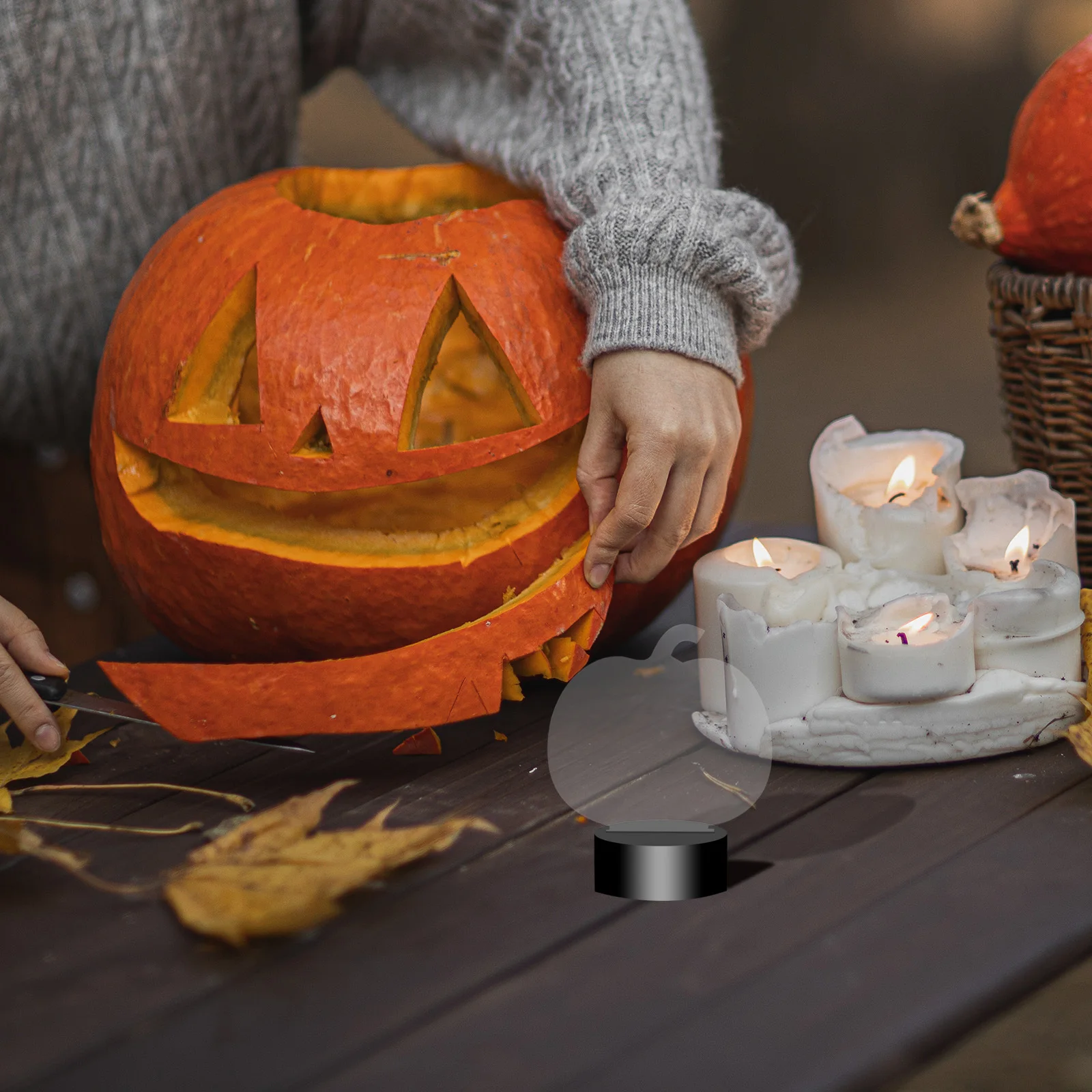 4 قطع من لوحة إضاءة اليقطين من الأكريليك لتزيين الهالوين وأجواء الحفلات الداخلية غير متضمنة بتصميم واضح #3