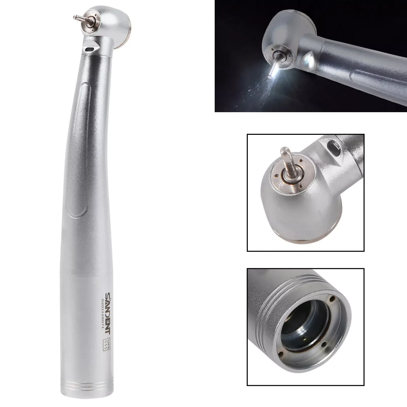 Dental LED Large Head Fiber Optic Air Turbine Push Button Triple Water Spray High Speed Handpiece fit Kavo Multiflex Lux Coupler