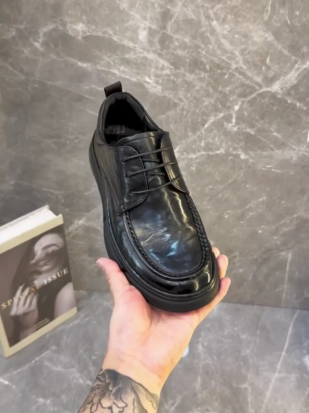 

High Quali Casual Leather Men's oes Comfortable Faionable Versatile Busin European Sle Ele Trendy Flat Heel