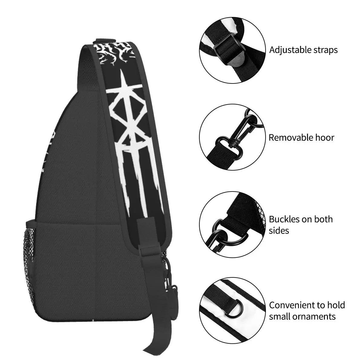 Lorna Shore-unsterbliche kleine Schulter taschen Brust Cross body Schulter rucksack Outdoor Wandern Tages rucksäcke Death Metal Pattern Pack