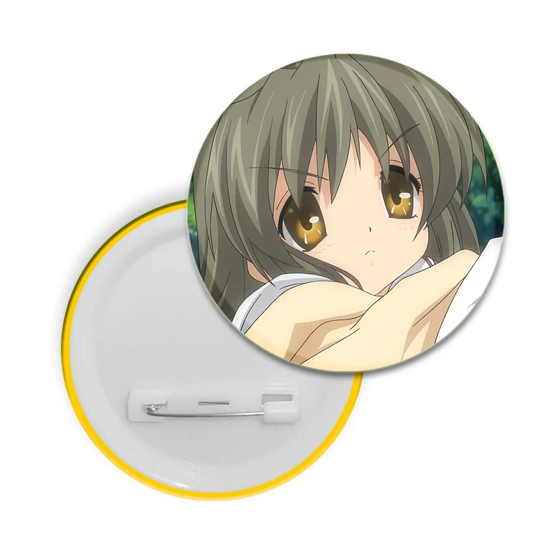 44/58mm Anime CLANNAD Tinplate Soft Button Pins Cartoon Icon Brooches Clothes Decoration Creative Badge Lapel Pin Jewelry Gifts