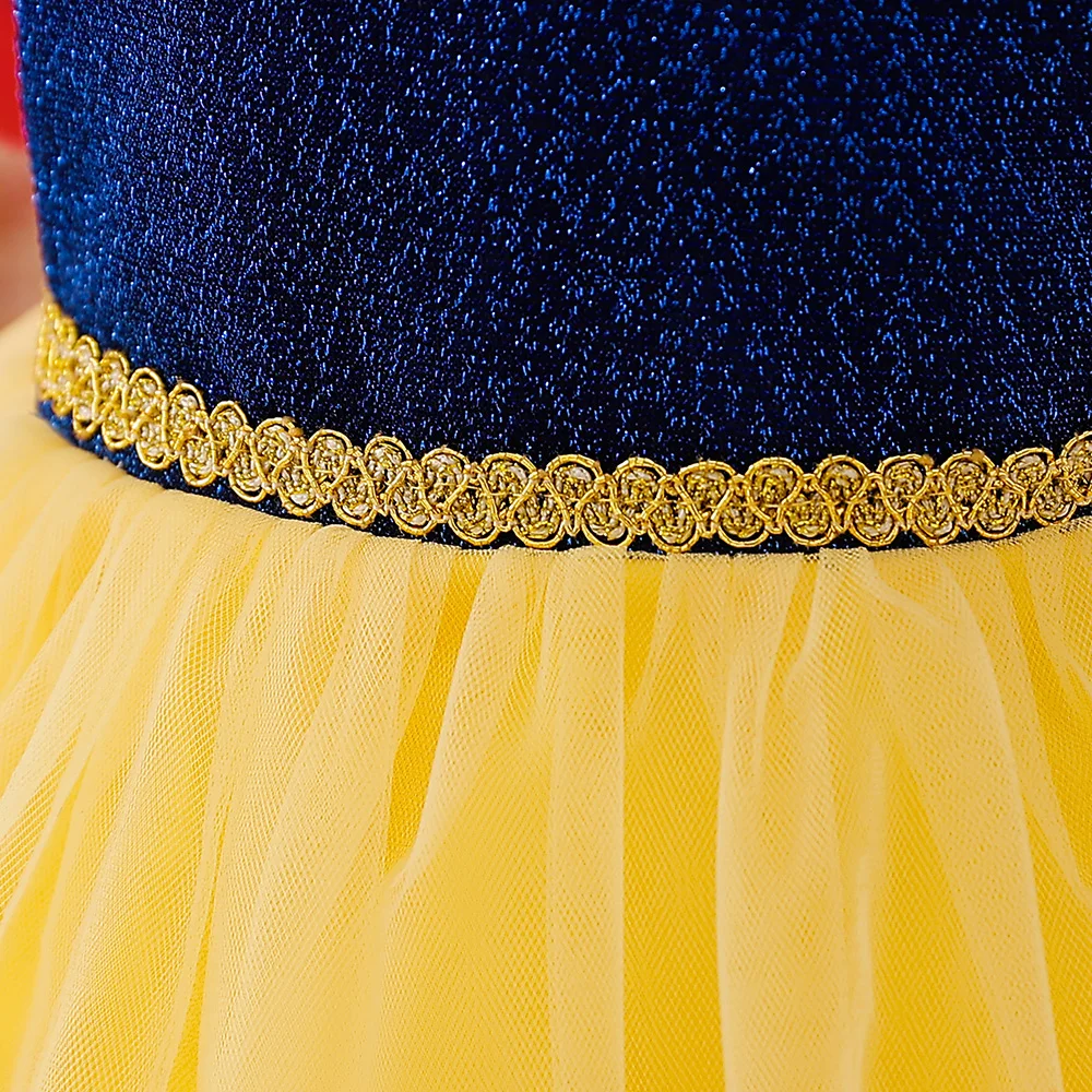 Girl Snow White Princess Dress Baby Girls Cosplay Dresses With Bow Toddler Yellow New Tutu Gown Kids Fashion Evening Costumes